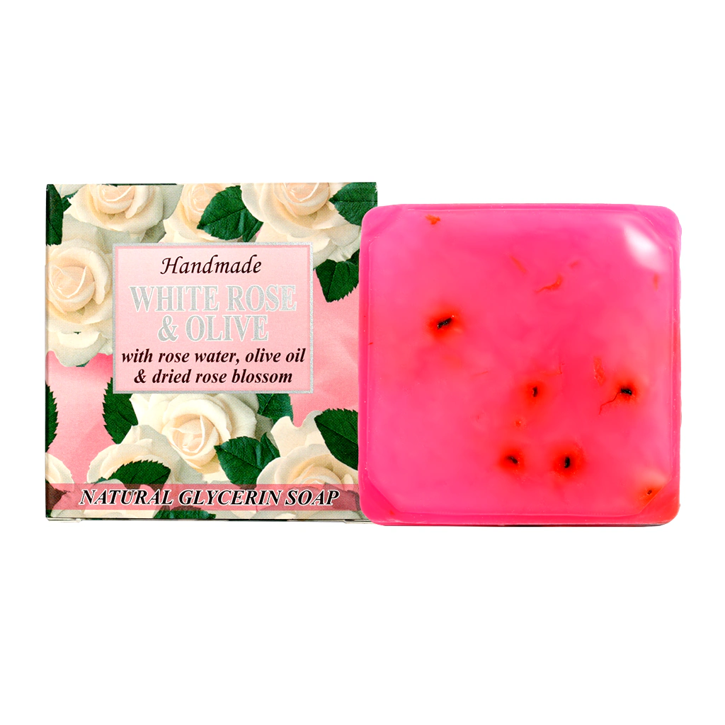 Prírodné glycerínové mydlo Biela ruža a oliva 60 g – DiaRosa kozmetika